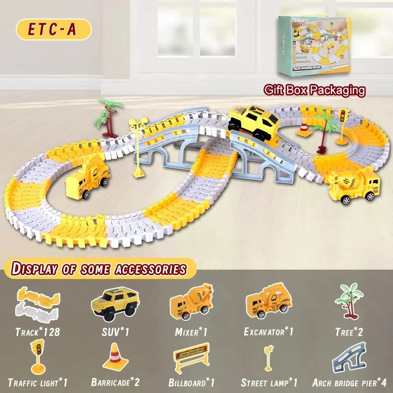DIY Electric Track Builder Car Set for Kids