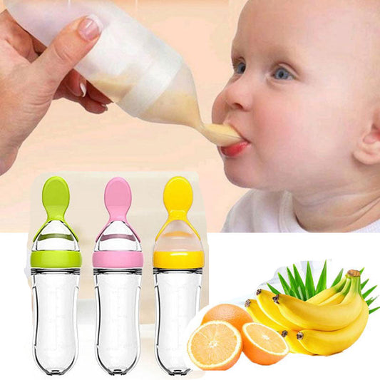 Silicone Squeeze Baby Food Feeder Spoon