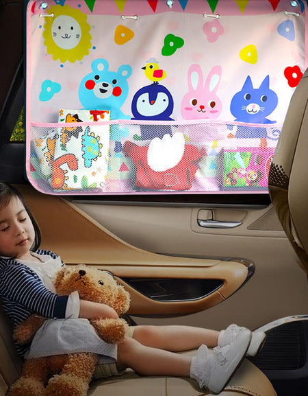 Cute Cartoon Car Window Protector With Pocket