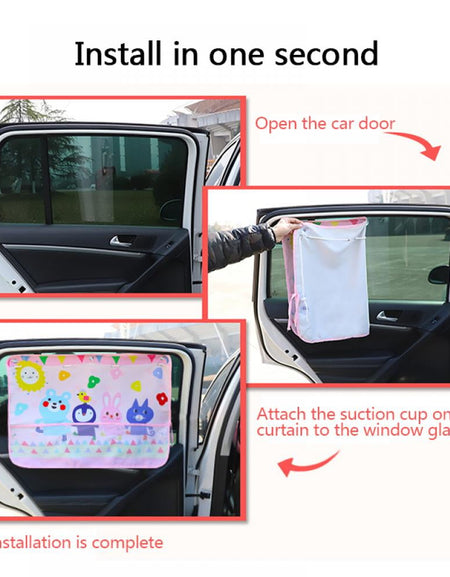 Cute Cartoon Car Window Protector With Pocket