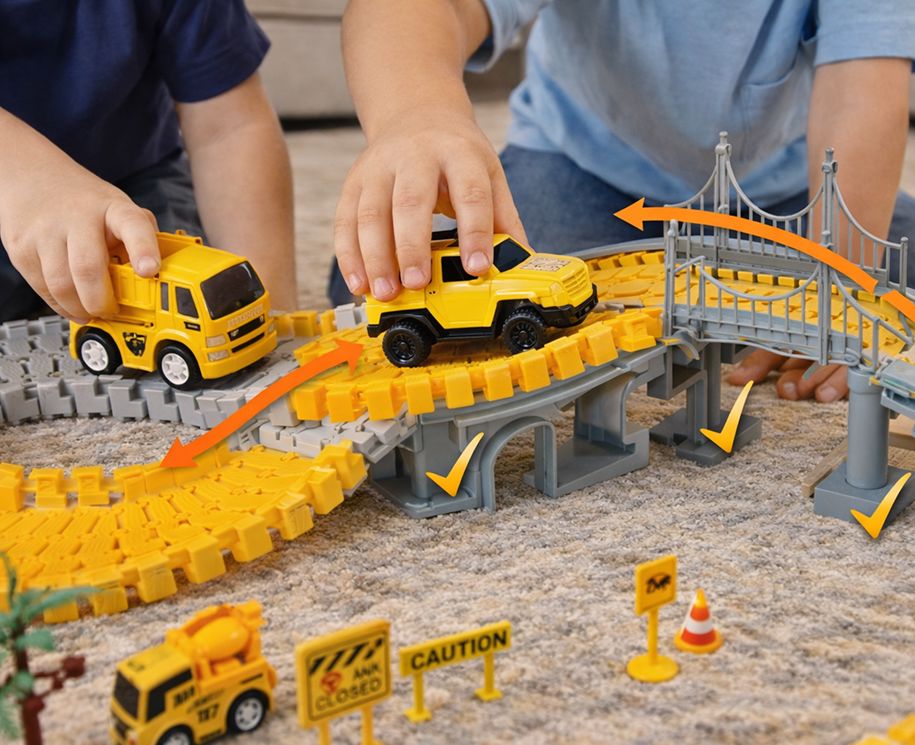 345-Piece Construction Vehicle Track Set with Cars