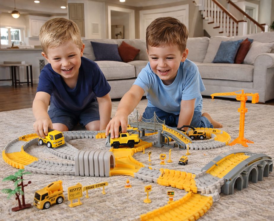 345-Piece Construction Vehicle Track Set with Cars