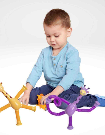 Cartoon Suction Cup Telescopic Tube Giraffe-Stress Relief Toy