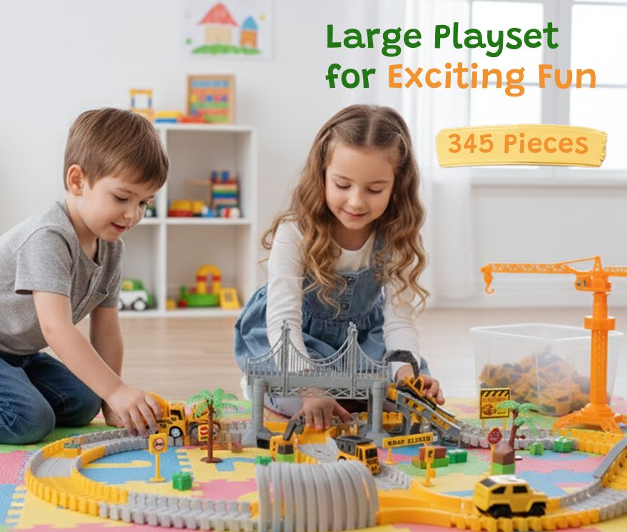 345-Piece Construction Vehicle Track Set with Cars