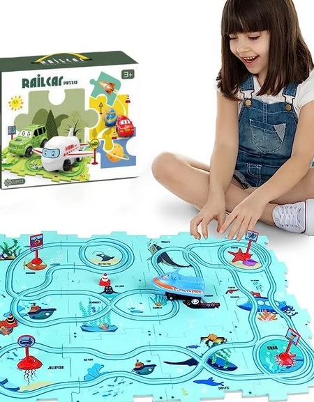Children's Educational Puzzle Track Car Play Set