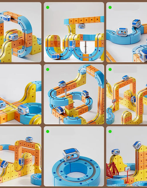 Load image into Gallery viewer, Magnetic Train Set DIY 3D Cube Track Electric Train Set for Kids Flexible Magnet Track Car Toy Stem Learning Building Cube Gift
