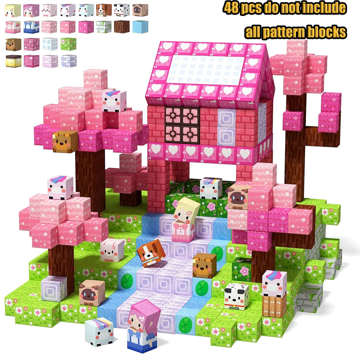New Magnetic Building Blocks Mine World Magnetic Cozy Forest Cabin Construction Brick Cube STEM Boy Girl Children Toy Set Gift