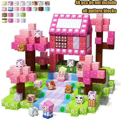 New Magnetic Building Blocks Mine World Magnetic Cozy Forest Cabin Construction Brick Cube STEM Boy Girl Children Toy Set Gift