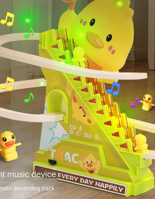 Load image into Gallery viewer, Stair Climbing Ducks Flashing Lights and Music Duck Roller Coaster Toy Interactive Escalator Toy Parent Child Interactive Toys
