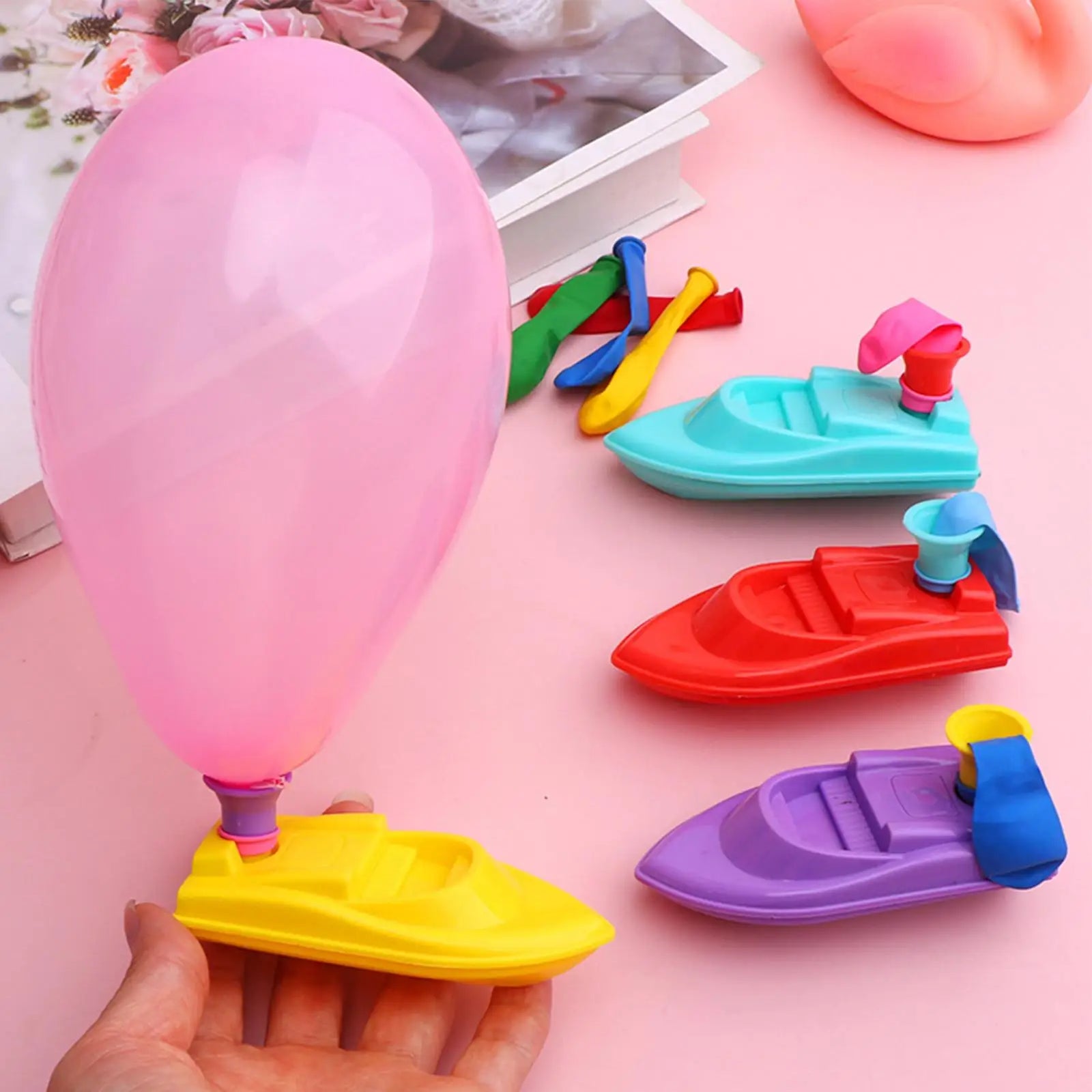 random color Balloon Power Boat DIY Science Experiment Balloon Car Educational Equipment Inertia Toy Kindergarten With 3Balloons