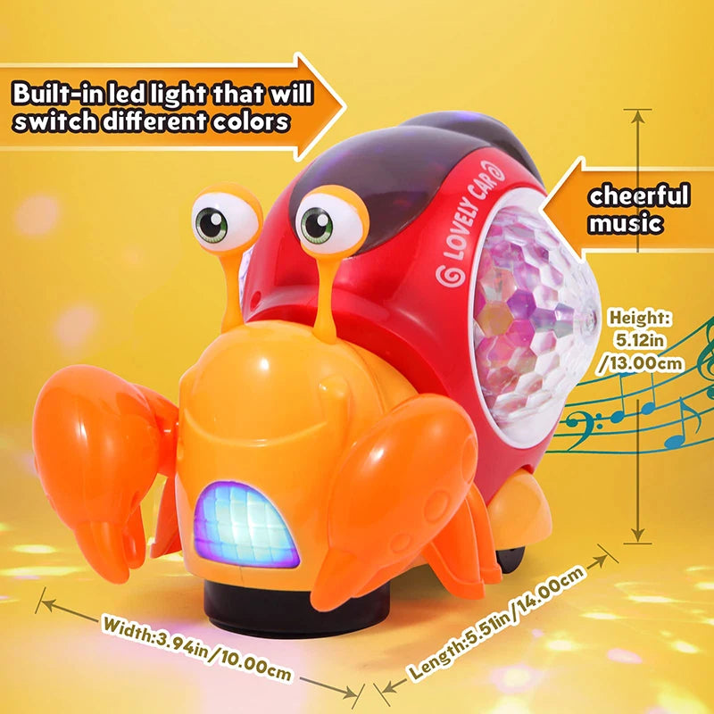 Crawling Crab Snail Baby Toy Walking Tummy Time Dancing Early Educational Interactive Musical Light Toys Toddler for Kids Gifts