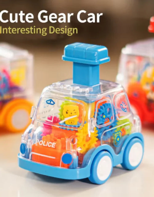 Load image into Gallery viewer, Baby Toy Cartoon Press Gear Car Toy Lnertia Pull-back Transparent Car Inertia Rebound Car Birthday Gifts for Kids Boys and Girls
