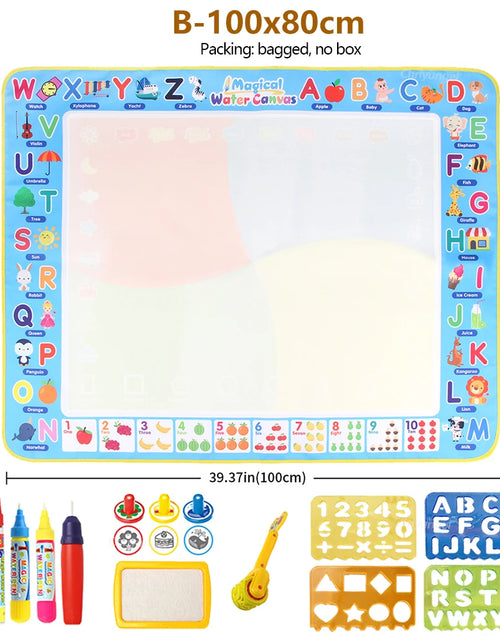 Load image into Gallery viewer, 100x80CM Magic Water Drawing Mat with Reusable Magic Pens Doodle Montessori Painting Board Educational Toys Kids Gifts 39X31in
