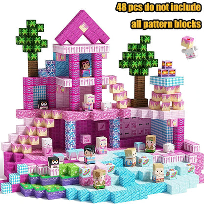 New Magnetic Building Blocks Mine World Magnetic Cozy Forest Cabin Construction Brick Cube STEM Boy Girl Children Toy Set Gift
