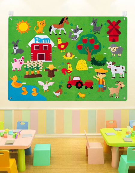 Felt Story Board for Kids Farm Animals Wall Decor