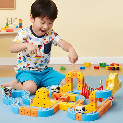 Magnetic Cube Track Train Set