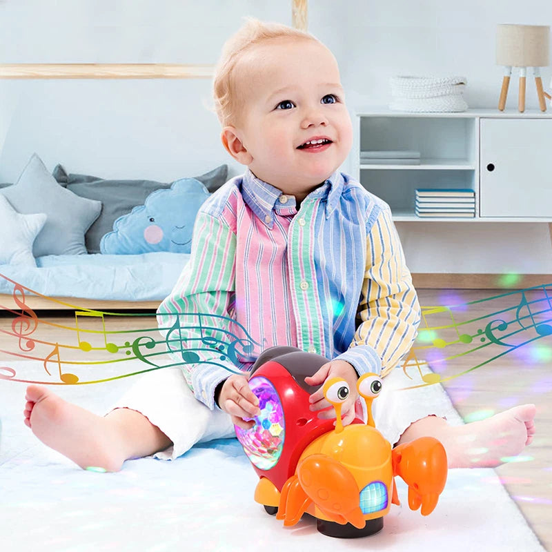 Crawling Crab Snail Baby Toy Walking Tummy Time Dancing Early Educational Interactive Musical Light Toys Toddler for Kids Gifts