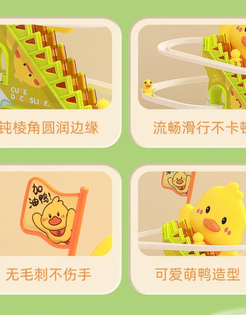 Load image into Gallery viewer, Stair Climbing Ducks Flashing Lights and Music Duck Roller Coaster Toy Interactive Escalator Toy Parent Child Interactive Toys
