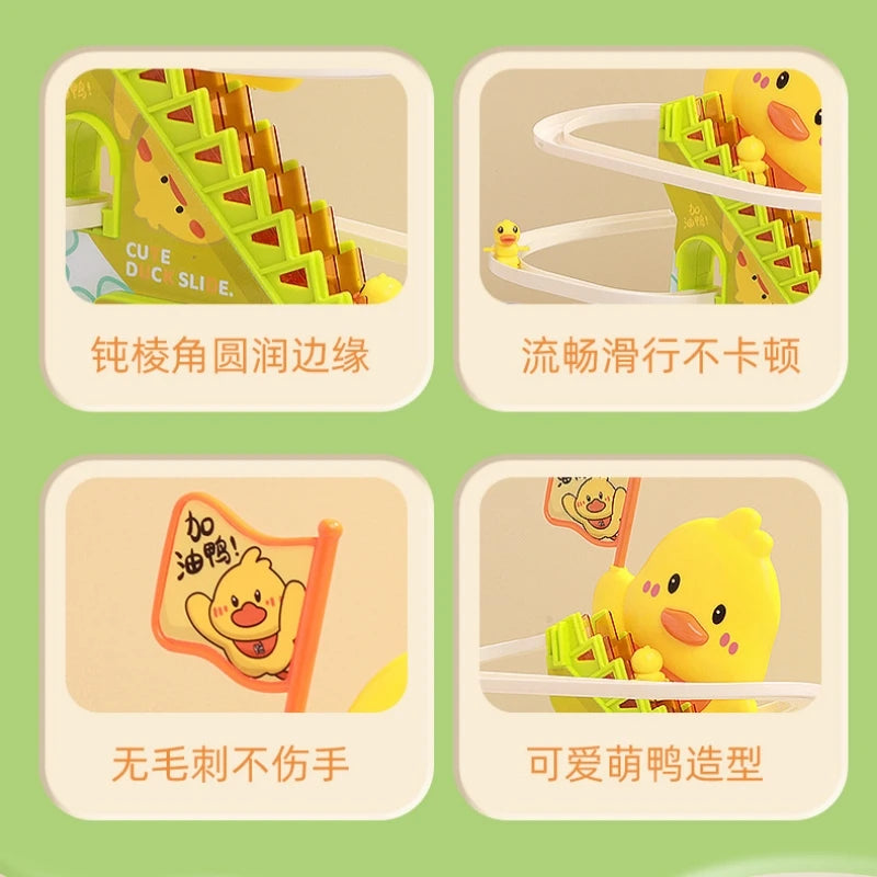 Stair Climbing Ducks Flashing Lights and Music Duck Roller Coaster Toy Interactive Escalator Toy Parent Child Interactive Toys
