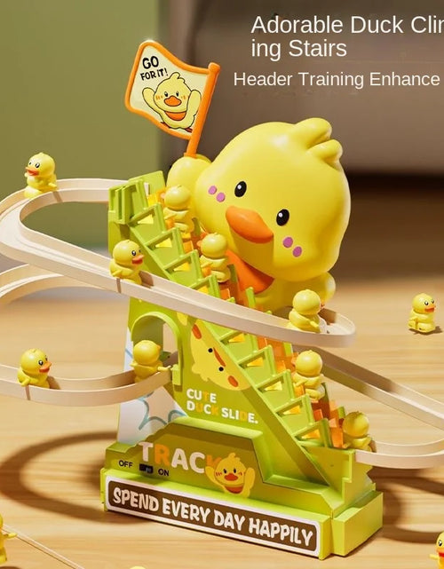 Load image into Gallery viewer, Stair Climbing Ducks Flashing Lights and Music Duck Roller Coaster Toy Interactive Escalator Toy Parent Child Interactive Toys
