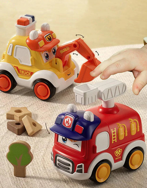 Load image into Gallery viewer, Toddler Press And Go Vehicle Cartoon Baby Mini Ambulance Police Car Fire Truck Excavator Model Gift For Kids Toys
