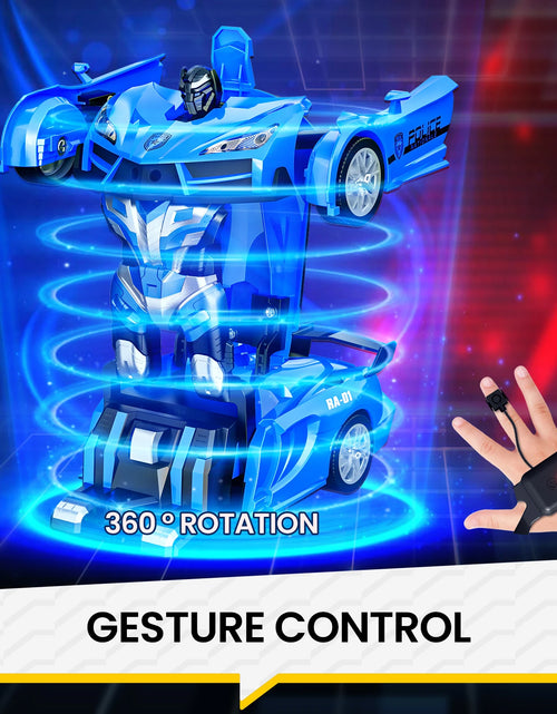 Load image into Gallery viewer, Remote Control Cars Police Car Toy Gesture Sensing with LED Light, 2.4GHz One Button Transformation Robot RC Cars Gift for Kids
