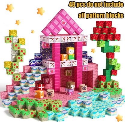 New Magnetic Building Blocks Mine World Magnetic Cozy Forest Cabin Construction Brick Cube STEM Boy Girl Children Toy Set Gift