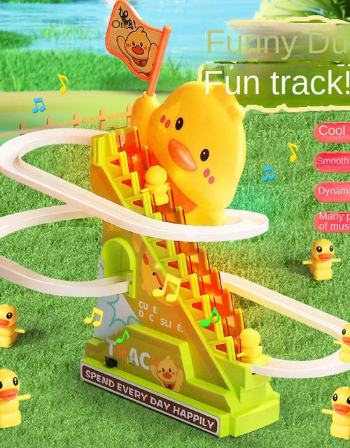 Load image into Gallery viewer, Stair Climbing Ducks Flashing Lights and Music Duck Roller Coaster Toy Interactive Escalator Toy Parent Child Interactive Toys
