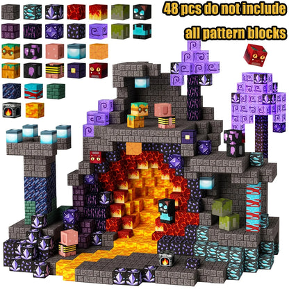 New Magnetic Building Blocks Mine World Magnetic Cozy Forest Cabin Construction Brick Cube STEM Boy Girl Children Toy Set Gift