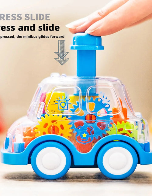 Load image into Gallery viewer, Baby Toy Cartoon Press Gear Car Toy Lnertia Pull-back Transparent Car Inertia Rebound Car Birthday Gifts for Kids Boys and Girls
