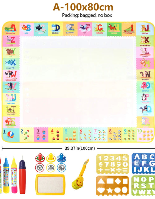 Load image into Gallery viewer, 100x80CM Magic Water Drawing Mat with Reusable Magic Pens Doodle Montessori Painting Board Educational Toys Kids Gifts 39X31in
