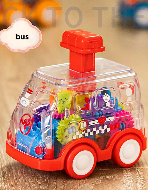 Load image into Gallery viewer, Baby Toy Cartoon Press Gear Car Toy Lnertia Pull-back Transparent Car Inertia Rebound Car Birthday Gifts for Kids Boys and Girls
