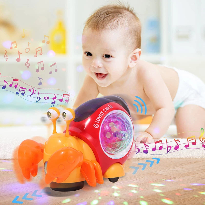 Crawling Crab Snail Baby Toy Walking Tummy Time Dancing Early Educational Interactive Musical Light Toys Toddler for Kids Gifts