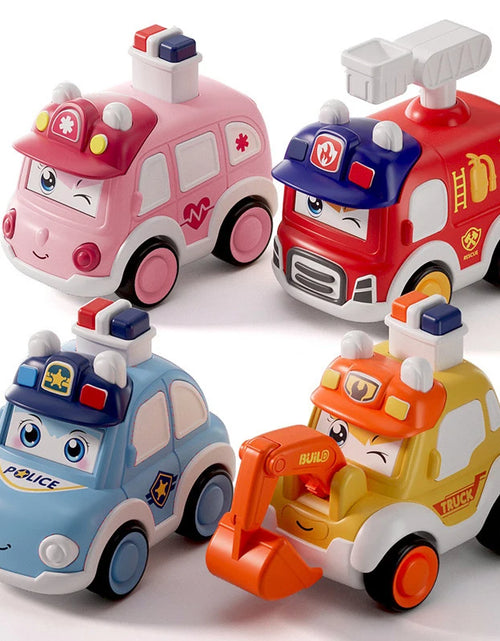 Load image into Gallery viewer, Toddler Press And Go Vehicle Cartoon Baby Mini Ambulance Police Car Fire Truck Excavator Model Gift For Kids Toys
