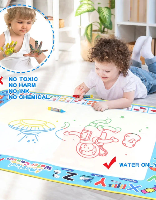 Load image into Gallery viewer, 100x80CM Magic Water Drawing Mat with Reusable Magic Pens Doodle Montessori Painting Board Educational Toys Kids Gifts 39X31in
