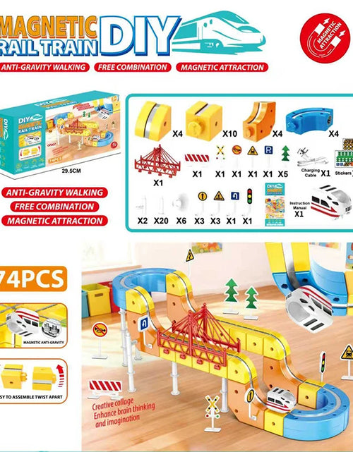 Load image into Gallery viewer, Magnetic Train Set DIY 3D Cube Track Electric Train Set for Kids Flexible Magnet Track Car Toy Stem Learning Building Cube Gift
