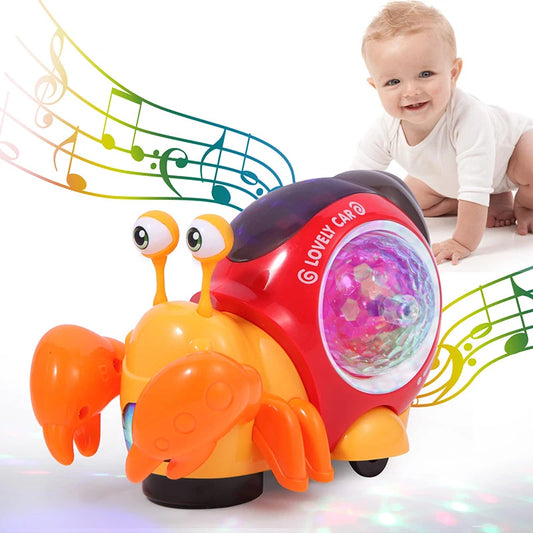 Crawling Crab Snail Baby Toy Walking Tummy Time Dancing Early Educational Interactive Musical Light Toys Toddler for Kids Gifts