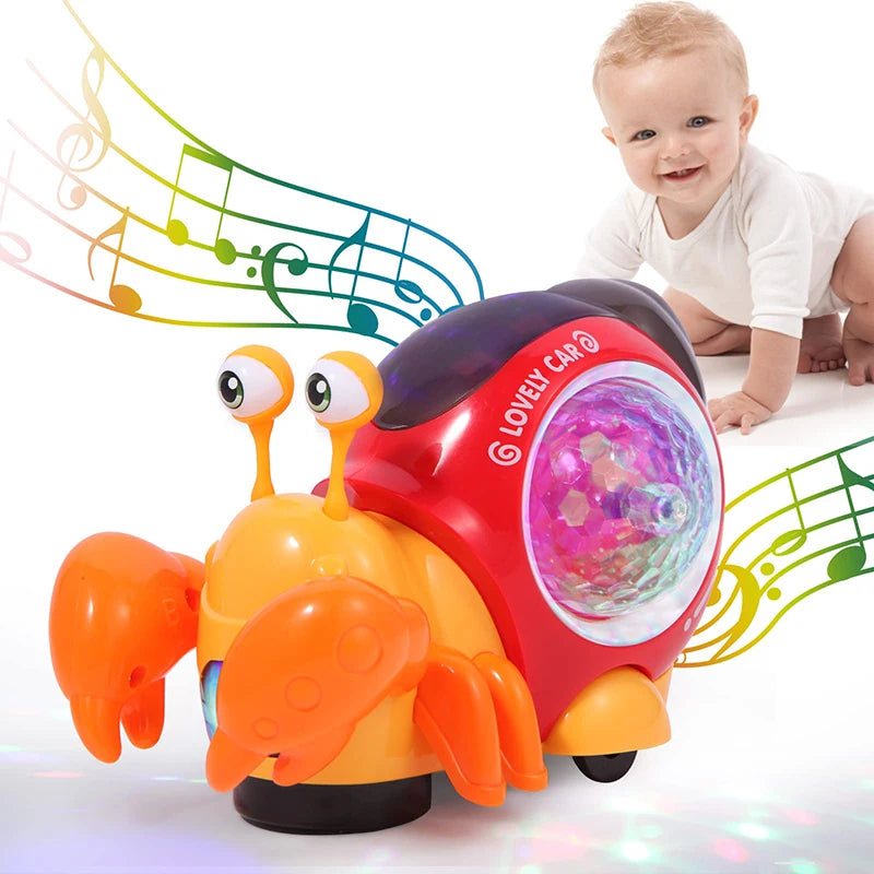 Crawling Crab Snail Baby Toy Walking Tummy Time Dancing Early Educational Interactive Musical Light Toys Toddler for Kids Gifts