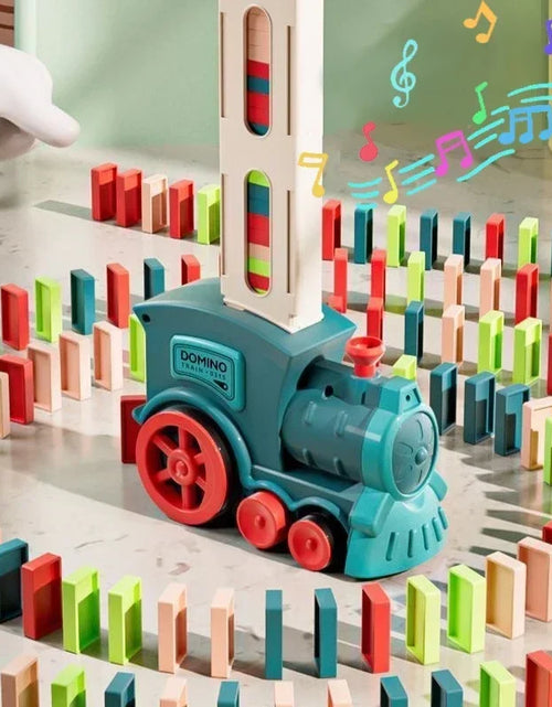 Load image into Gallery viewer, Automatic Laying Domino Train Electric Car Brick Blocks Kits Creative Games Intelligence Educational DIY Toys Kids Birthday Gift
