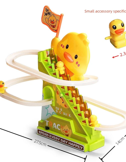 Load image into Gallery viewer, Stair Climbing Ducks Flashing Lights and Music Duck Roller Coaster Toy Interactive Escalator Toy Parent Child Interactive Toys
