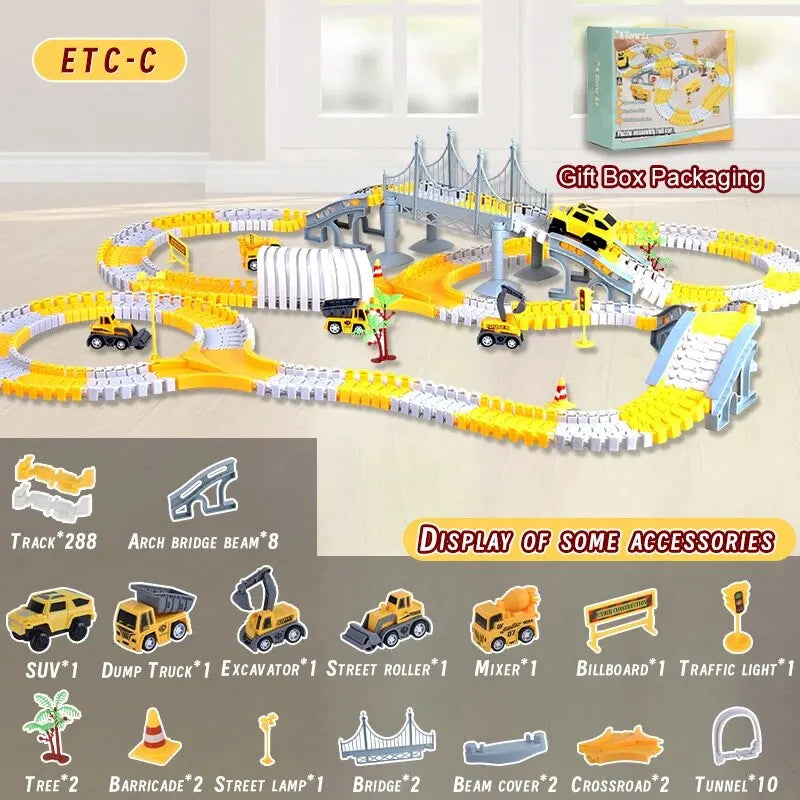 DIY Electric Track Builder Car Set for Kids