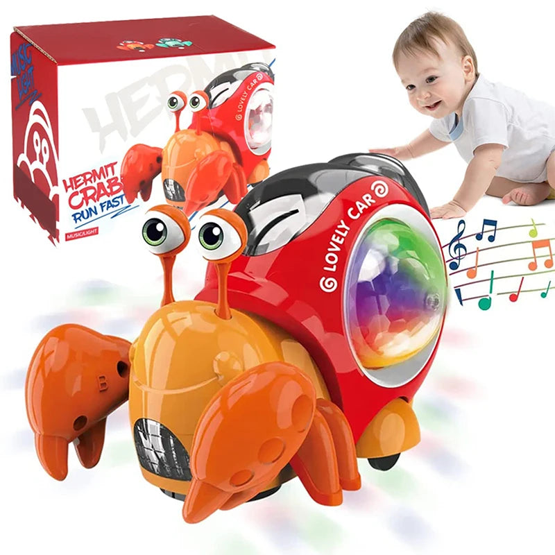 Crawling Crab Snail Baby Toy Walking Tummy Time Dancing Early Educational Interactive Musical Light Toys Toddler for Kids Gifts