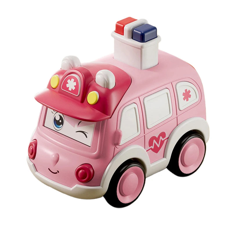 Toddler Press And Go Vehicle Cartoon Baby Mini Ambulance Police Car Fire Truck Excavator Model Gift For Kids Toys