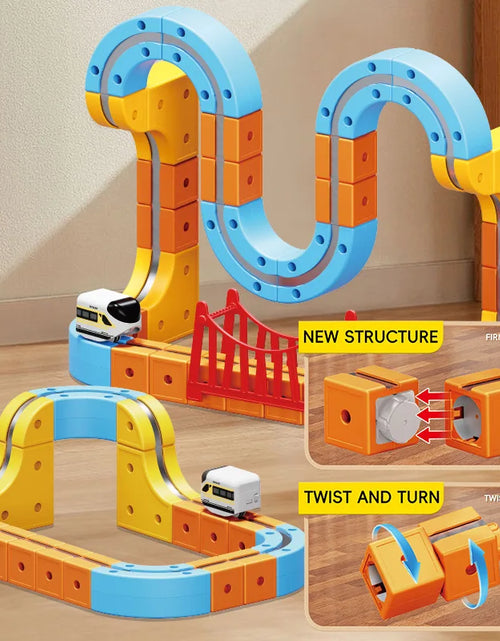 Load image into Gallery viewer, Magnetic Train Set DIY 3D Cube Track Electric Train Set for Kids Flexible Magnet Track Car Toy Stem Learning Building Cube Gift
