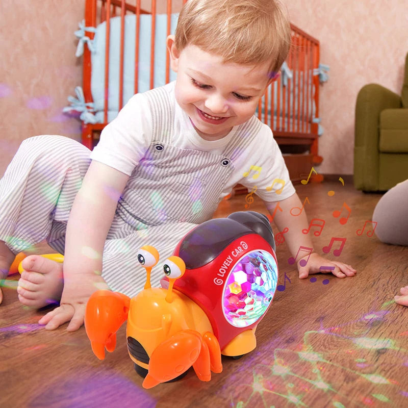 Crawling Crab Snail Baby Toy Walking Tummy Time Dancing Early Educational Interactive Musical Light Toys Toddler for Kids Gifts