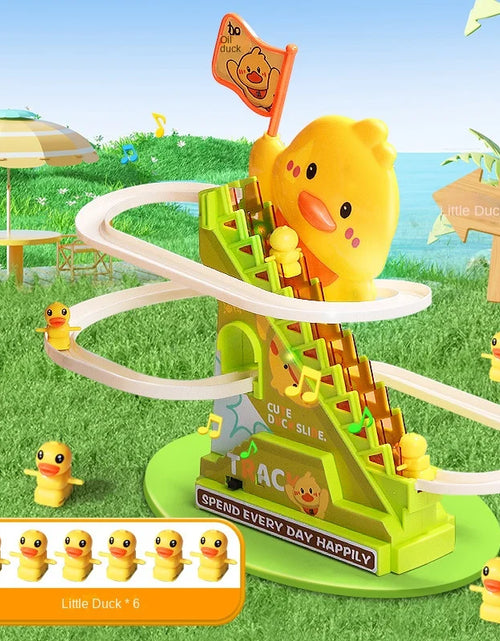 Load image into Gallery viewer, Stair Climbing Ducks Flashing Lights and Music Duck Roller Coaster Toy Interactive Escalator Toy Parent Child Interactive Toys
