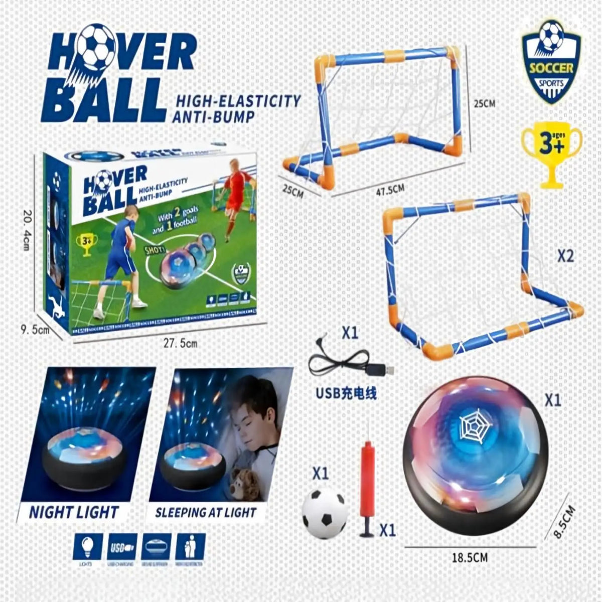 LED Hover Soccer Set with Goals