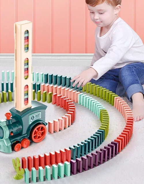 Load image into Gallery viewer, Automatic Laying Domino Train Electric Car Brick Blocks Kits Creative Games Intelligence Educational DIY Toys Kids Birthday Gift

