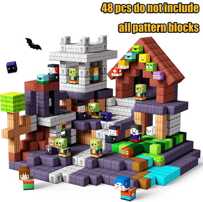 New Magnetic Building Blocks Mine World Magnetic Cozy Forest Cabin Construction Brick Cube STEM Boy Girl Children Toy Set Gift