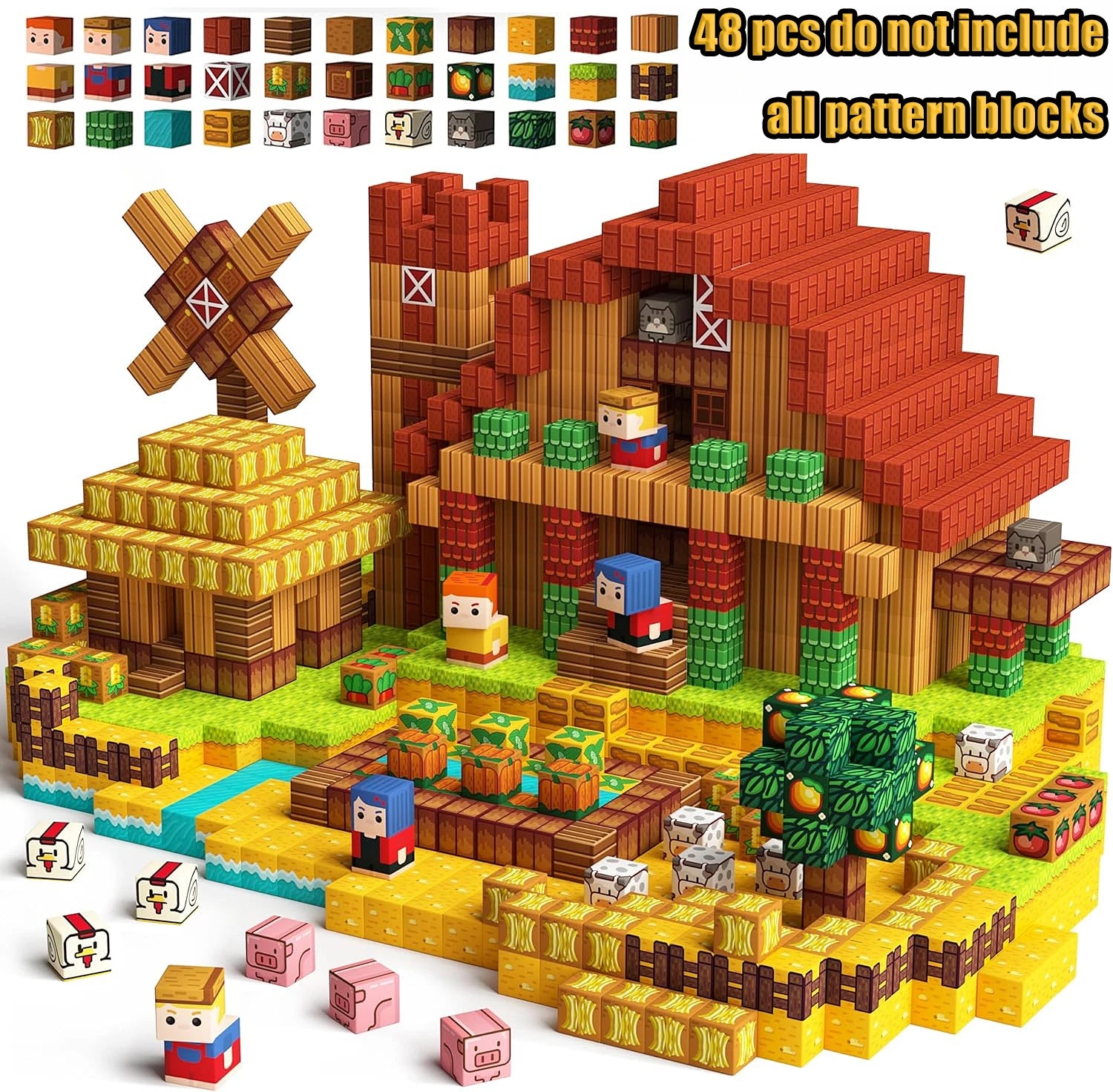 New Magnetic Building Blocks Mine World Magnetic Cozy Forest Cabin Construction Brick Cube STEM Boy Girl Children Toy Set Gift
